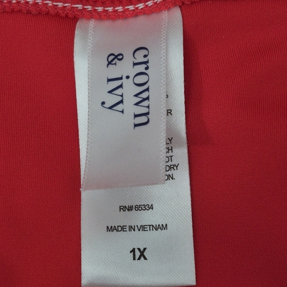 Crown & Ivy Ladies Color Tomato Red Swim Skirt Skort Womens Plus Size Classic - Picture 5 of 6